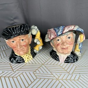 VTG Pearly King & Queen Signed Michael Royal Doulton 7" Toby Mug Jug D6759 D6760